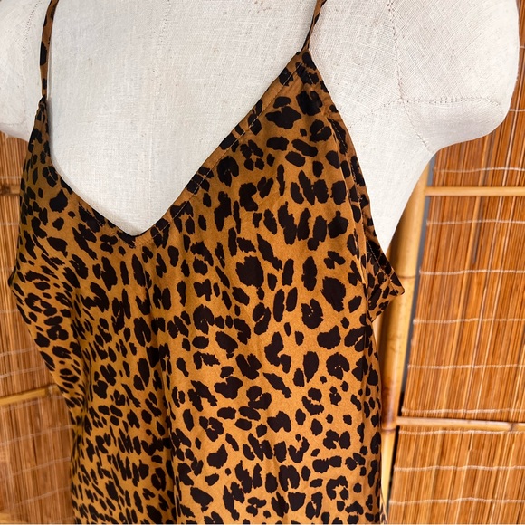 Leopard Animal Print Satin Midi Slip Dress Mob Wife Glam Party Medium - Picture 4 of 6